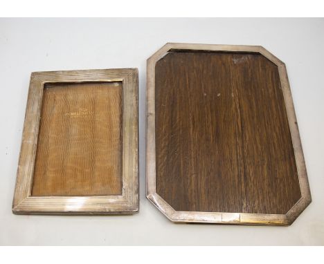 Two large early 20th Century photograph frames, engine turned decoration, both hallmarked Sheffield, both damaged - detached 