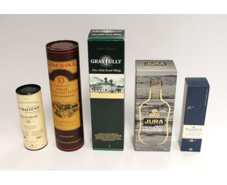 A selection of Scotch Whiskies to include; a Jura single malt "Origin" 10 year old (70 cl), in box; a cased 20 cl The Balveni