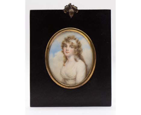 In the manner of Richard Cosway English School (19th Century) Portrait miniature of Lady Rushout oval, signed indistinctly lo