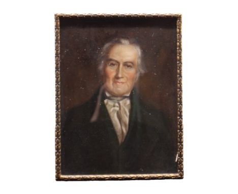 English School (19th Century) Portrait miniature of a Gentleman, white cravat watercolour, ivory, 10 x 7.5cm, gilt framed   F