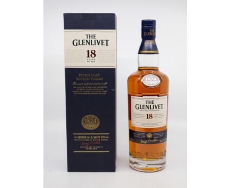 The Glenlivet, 18 years of age, single malt Scotch whisky, 70 cl, 43% alcohol, boxed (1) Box missing top cover.