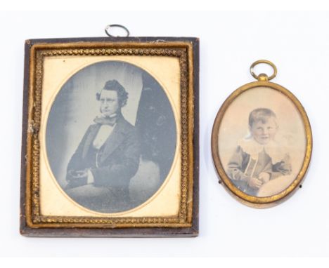 A late Victorian daguerreotype of a Gentleman and an early 20th Century sepia portrait of a young boy (2)&nbsp;
