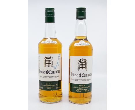 Two bottles of House of Commons no. 1 Scotch Whisky, bottled by James Buchanan, both 12 years old, one being signed by two me