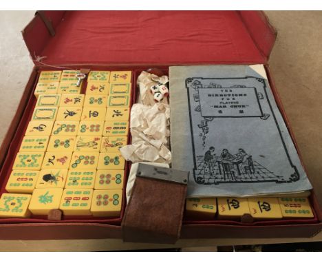 A cased mahjong set .