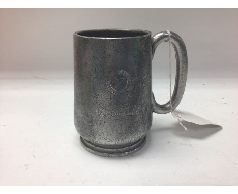 WW2 German Aircraft Metal Tankard Engraved with the Messerschmitt Aircraft Factory Logo and "The Swallow" in German. These ta