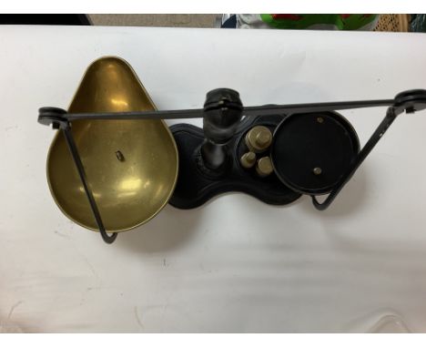 A set of old scales with weights. NO RESERVE