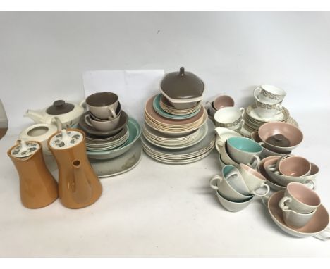 A collection of ceramic Poole cups, plates, jugs etc and an Adderley tea set. Postage Cat D - NO RESERVE