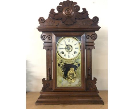 Vintage Portuguese decorative carved wall clock dimensions of 10x38x58cm approximately. Postage cat D