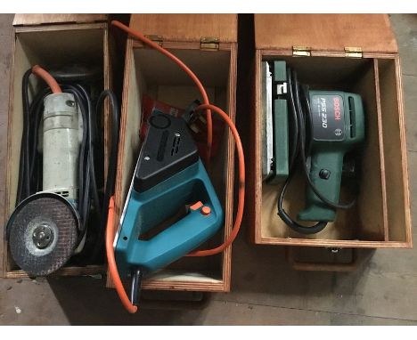 An electric planer, an orbital sander and a Bosch PSS 230 electric sander [3]