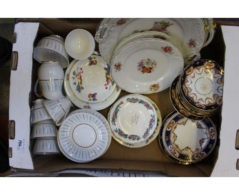 A quantity of mixed ceramics including plates, tureens, Wedgwood plates, cups and saucers, early 1900s plates, Coalport (5 bo