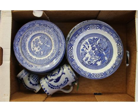 A quantity of mixed ceramics including blue and white, Spode, teapots and urns / vases (5 boxes)