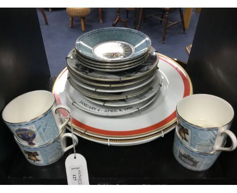 GROUP OF QE2 COMMEMORATIVE CERAMICS, including Millenium cups and saucers