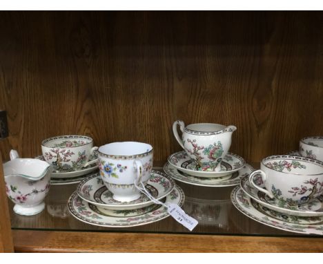 ALFRED MEKIN BENGAL TREE PATTERN TEA SERVICE, including sugar and cream, along with cake plates of another pattern
