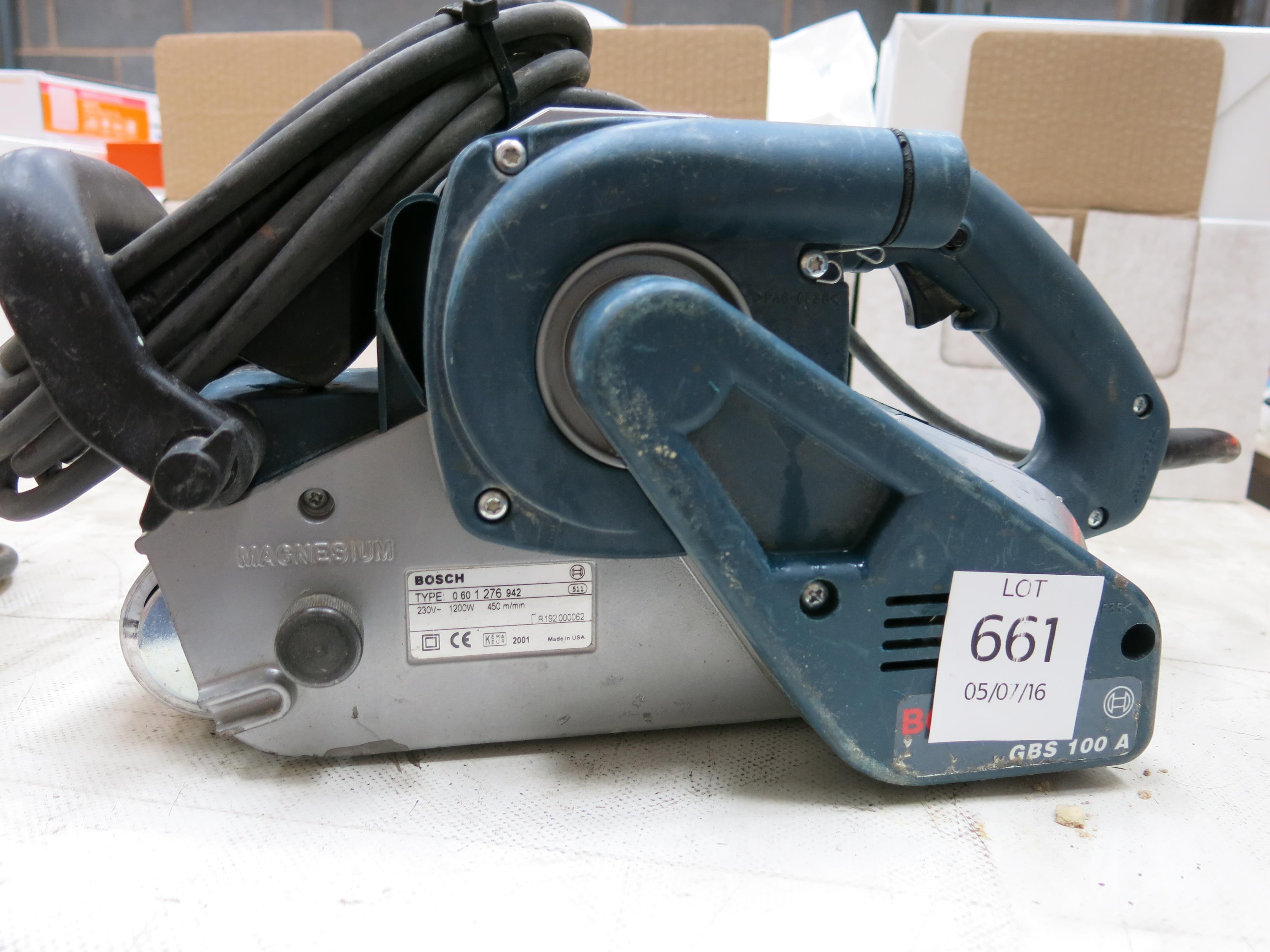 A Bosch GBS 100A Hand Held Belt Sander