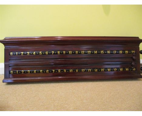 Burroughes & Watts roller c1890. Mahogany roller scoreboard in excellent condition, black rollers & gold leaf numbers. Size  