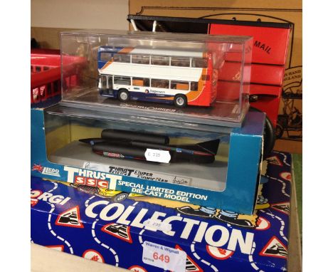 Model vehicles including Royal Mail van, Lledo Thrust, Corgi Wheetabix etc.