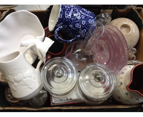 Box glassware, pottery, barometer etc. Rti