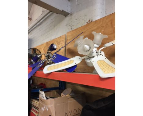 Two multi bladed light ceiling fans