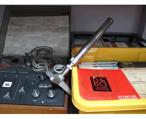 A Rare Bang and Olufsen BMS BioMic Stereo 'Ribbon' Microphone, with ball swivel and stand; together with a Bang and Olufsen B