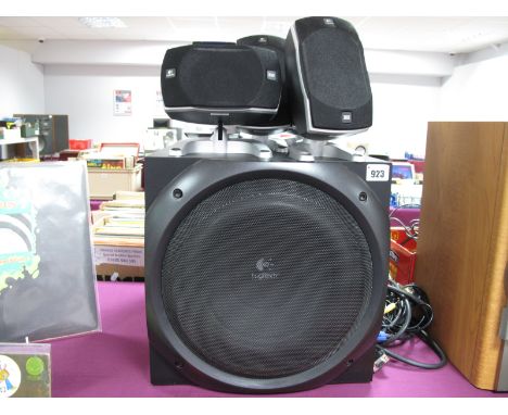 A Logitech Z-5500 Digital Home Theatre Surround Sound Speaker System. (Untested, sold for parts only).