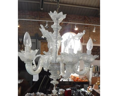 A VENITIAN GLASS SIX BRANCH CHANDELIER 