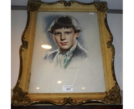 W.J. ROWDEN: A portrait of a boy wearing a cravat, signed to the lower right, watercolour