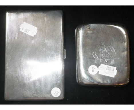 A SILVER CIGARETTE CASE with all over engine-turned decoration and another similar