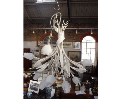 A CONTEMPORARY HANGING LAMP in the form of a bunch of tulips