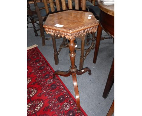 A GEORGE III STYLE KETTLE STAND, the hexagonal  top with tripod support