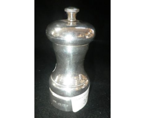 A SILVER COVERED 'PETER PIPER' PEPPER GRINDER 