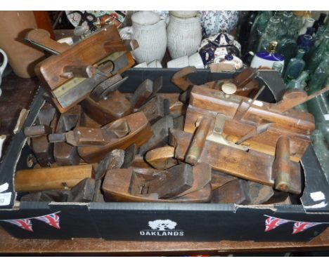 A 19TH CENTURY FILLISTER PLANE, a compass plane, a collection of Jack planes and others similar Provenance: From a collection