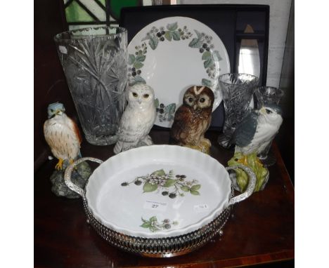 ROYAL DOULTON: A WHYTE & MACKAY WHISKY BOTTLE in the form of a Kestrel (full) and three empty ones, Merlin, Snowy Owl and Taw