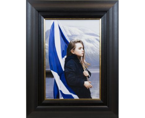 GERARD BURNS,SALTIRE IN WINTER,oil on canvas, signed60cm x 40cm Framed .Note: In 2003, Gerard Burns was the inaugural winner 