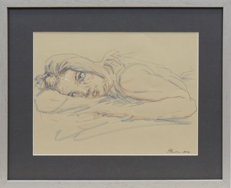 * PETER HOWSON OBE,THE VIRGIN MARYmixed media on paper, signed and dated 2014 29cm x 22cm Mounted, framed and under glass.