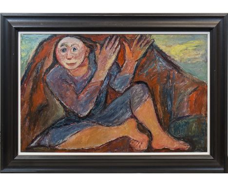 * HILDA GOLDWAG (1912 - 2008),JANET,oil on board, signed60cm x 95cm Framed.Note: Hilda Goldwag was born in Vienna in 1912. As