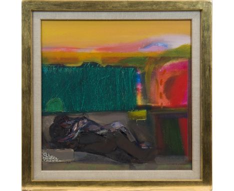 * SIR ROBIN PHILIPSON RA PRSA RSW RGI HRHA (BRITISH 1916-1992),HUMANKIND, THE EMBRACEoil on canvas50.7cm x 50.7cm (20 x 20 in