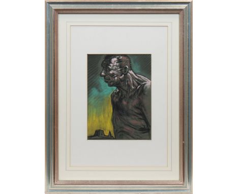 * PETER HOWSON OBE,TRONGATE DOSSERpastel on paper, signed26cm x 19cmMounted, framed and under glass