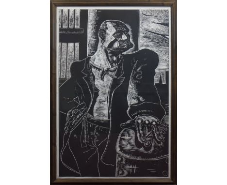 * PETER HOWSON OBE,THE NOBLE DOSSERwoodcut, signed, titled, dated '87 and numbered 20/30 in pencil182cm x 121cmMounted, frame