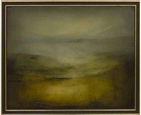 * JAMES HOWIE (SCOTTISH 1931 - 2011), ESTUARY oil on board, signed and dated 1990-1991 verso 122cm x 150cm (approx 48 x 60 in