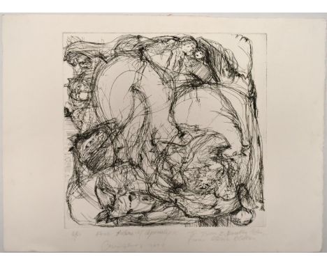 Etching. A.P (Artists' Proof). Titled 'Riders of the Apocalypse' with 'For Trevor and Dorothy Christmas 2009' written in penc