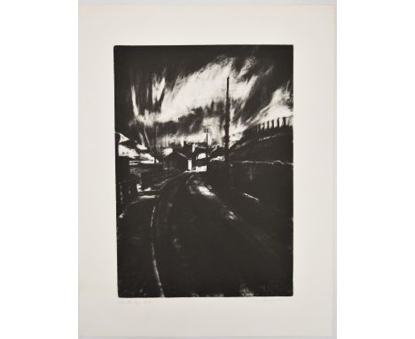 Etching titled ‘The Long Walk’ and signed in pencil. H.62.5 W.48cm Collection of Trevor Frankland.