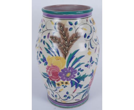 A TALL CARTER, STABLER & ADAMS POOLE POTTERY VASEShouldered form, pattern ZW, by Ann Hatchard, painted with with flowers and 