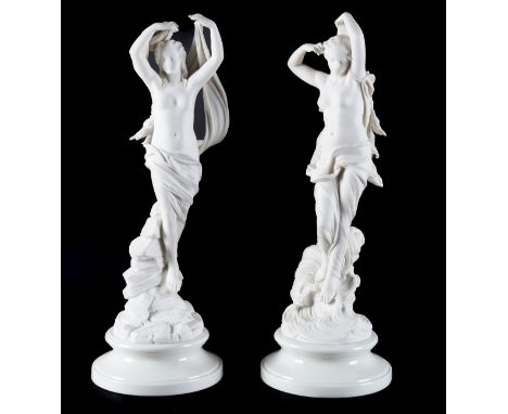 A PAIR OF ROYAL WORCESTER PARIAN FIGURES OF `IRIS' AND `VENUS' (2)Circa 1870 Each standing on a glazed socle base, impressed 