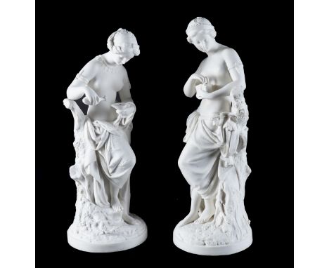 A PAIR OF MINTON PARIAN FIGURES OF `PANDORA' AND `PSYCHE' (2)Circa 1872 After A. Carrier-Belleuse, each modelled standing bes