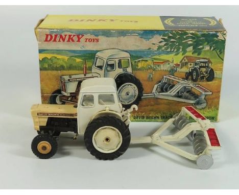 Dinky 325 DAVID BRWON Tractor with Harrow, boxed
