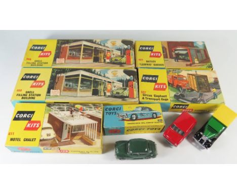 Selection Of Corgi Kits, Shell Filling Station, Circus Elephant cage etc
