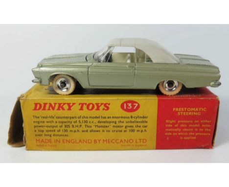 Dinky 137 Plymouth Fury in metallic light green with grey hood, boxed