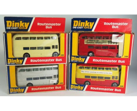 Four Dinky 289 Routemaster Buses, boxed