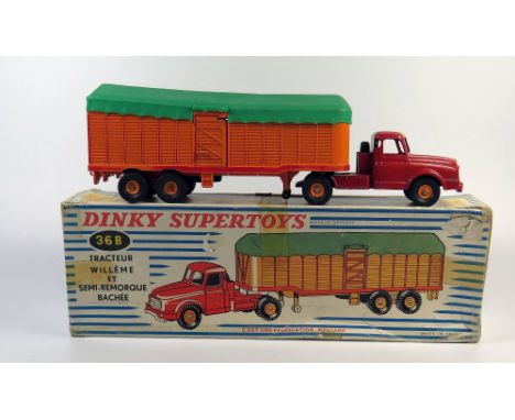 French Dinky 36b Willeme Tractor & Closed Trailer, boxed