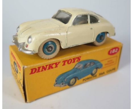 Dinky 182 Porshe 356a Coupe in cream with blue hubs, boxed